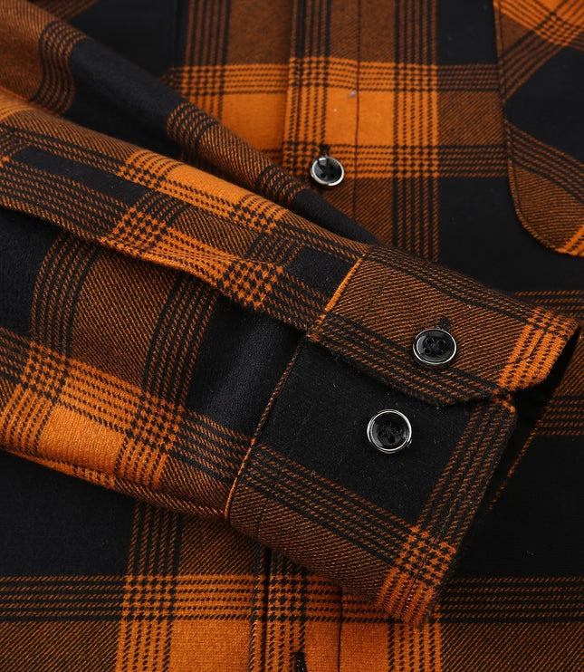 Men's Lined Fall Shacket Hooded Plaid Shirt Jacket