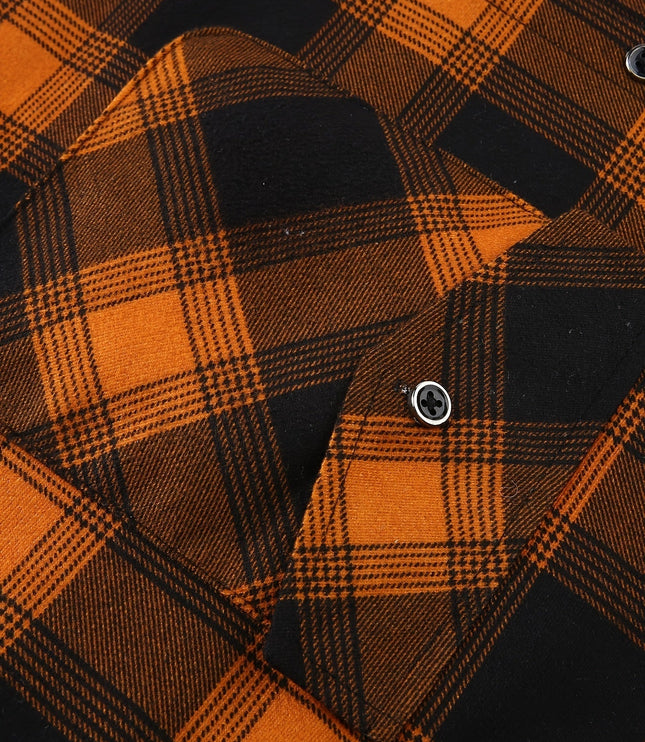 Men's Lined Fall Shacket Hooded Plaid Shirt Jacket