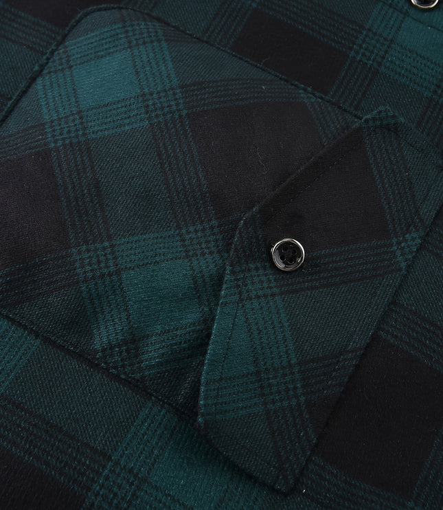 Men's Lined Fall Shacket Hooded Plaid Shirt Jacket