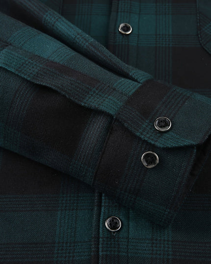 Men's Lined Fall Shacket Hooded Plaid Shirt Jacket