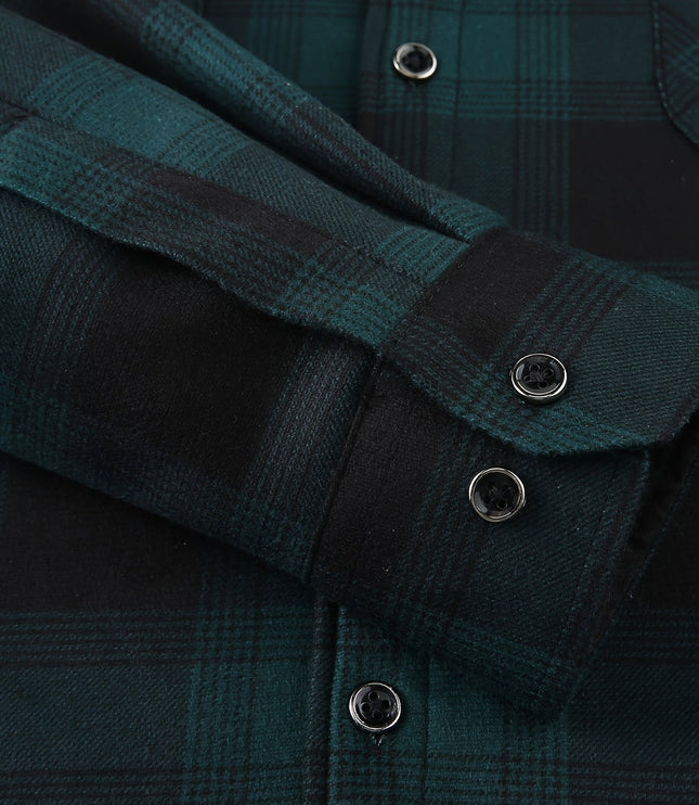 Men's Lined Fall Shacket Hooded Plaid Shirt Jacket