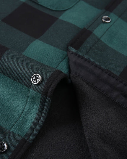 Men's Lined Fall Shacket Hooded Plaid Shirt Jacket