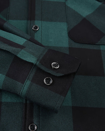 Men's Lined Fall Shacket Hooded Plaid Shirt Jacket