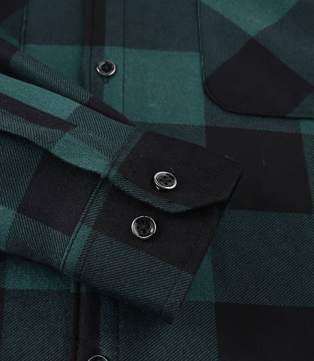Men's Lined Fall Shacket Hooded Plaid Shirt Jacket