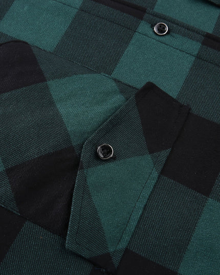 Men's Lined Fall Shacket Hooded Plaid Shirt Jacket
