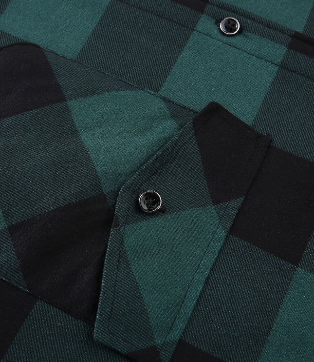 Men's Lined Fall Shacket Hooded Plaid Shirt Jacket