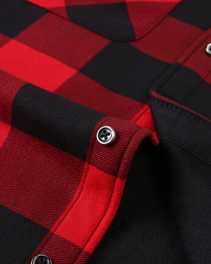 Men's Lined Fall Shacket Hooded Plaid Shirt Jacket