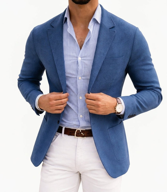Men's Notch Lapel Blazer Sport Coat, Slim Fit Knit