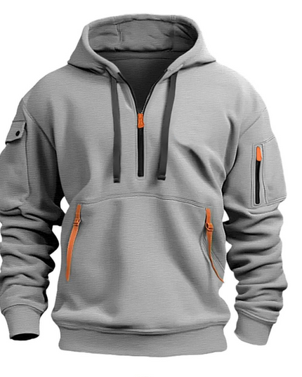 Men's Oversized Streetwear Pullover Hoodie with Zip Pockets