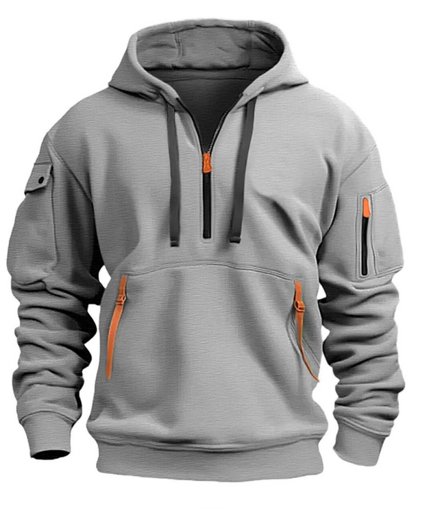 Men's Oversized Streetwear Pullover Hoodie with Zip Pockets