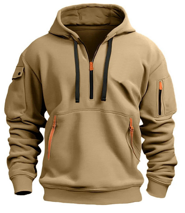 Men's Oversized Streetwear Pullover Hoodie with Zip Pockets
