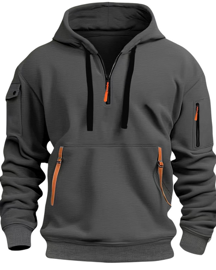 Men's Oversized Streetwear Pullover Hoodie with Zip Pockets