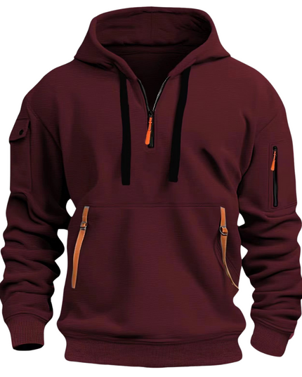 Men's Oversized Streetwear Pullover Hoodie with Zip Pockets