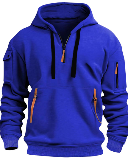 Men's Oversized Streetwear Pullover Hoodie with Zip Pockets