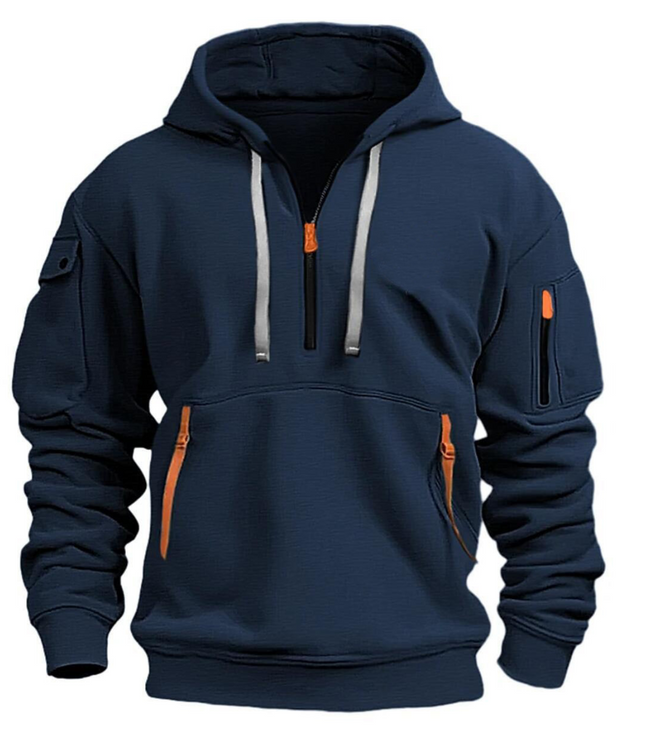 Men's Oversized Streetwear Pullover Hoodie with Zip Pockets