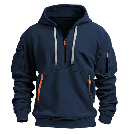 Men's Oversized Streetwear Pullover Hoodie with Zip Pockets