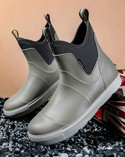 Men's Pull On Waterproof Ankle Chelsea Rain Boots