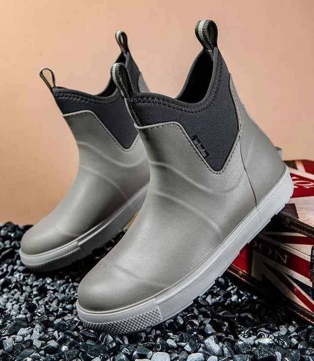 Men's Pull On Waterproof Ankle Chelsea Rain Boots