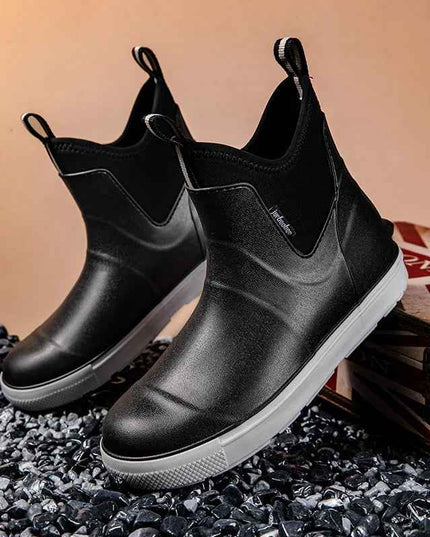 Men's Pull On Waterproof Ankle Chelsea Rain Boots