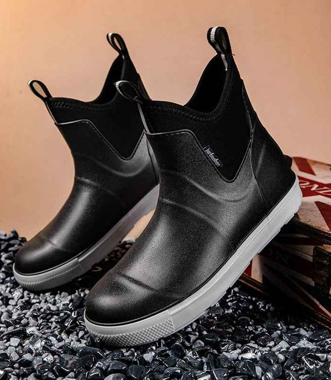 Men's Pull On Waterproof Ankle Chelsea Rain Boots