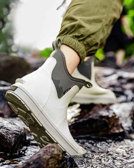 Men's Pull On Waterproof Ankle Chelsea Rain Boots