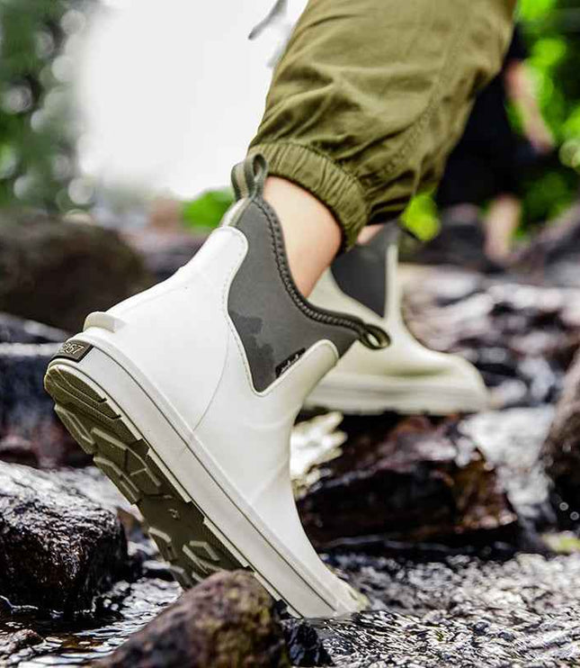 Men's Pull On Waterproof Ankle Chelsea Rain Boots