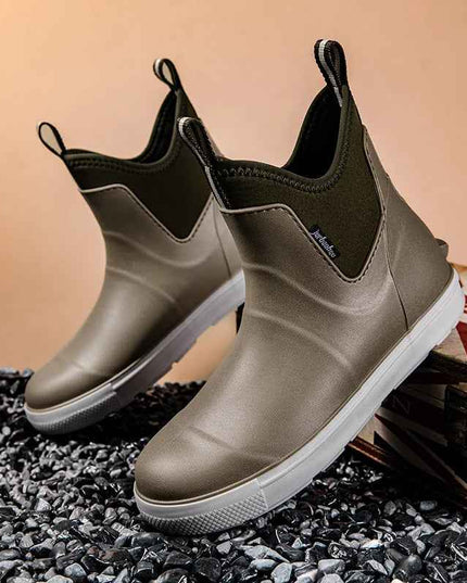 Men's Pull On Waterproof Ankle Chelsea Rain Boots
