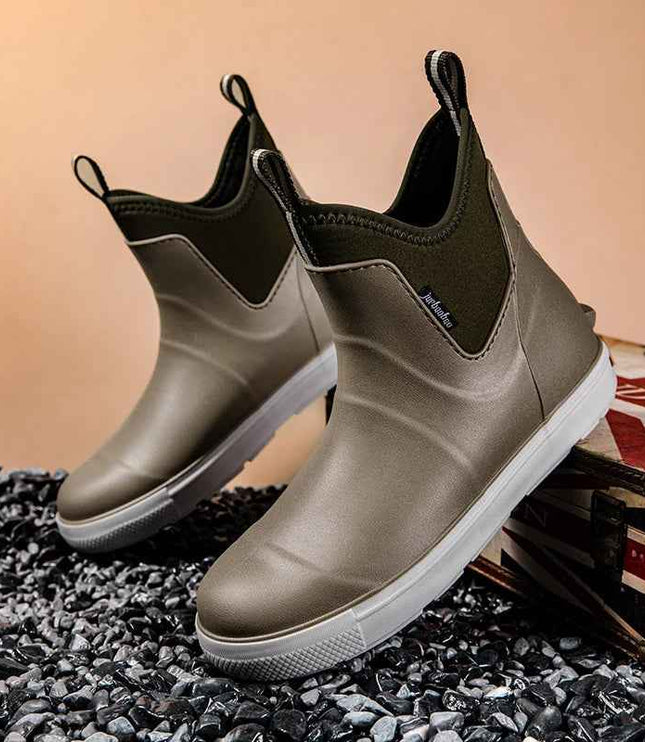 Men's Pull On Waterproof Ankle Chelsea Rain Boots