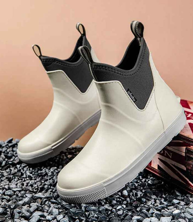 Men's Pull On Waterproof Ankle Chelsea Rain Boots