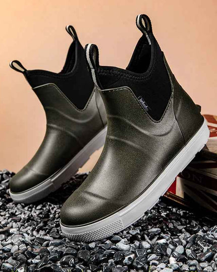 Men's Pull On Waterproof Ankle Chelsea Rain Boots