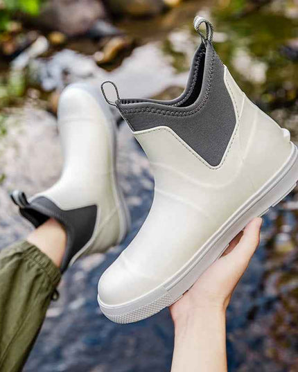 Men's Pull On Waterproof Ankle Chelsea Rain Boots
