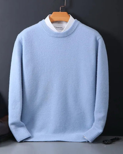 Men's Pullover Crewneck Knit Sweater in Soft Mohair Blend