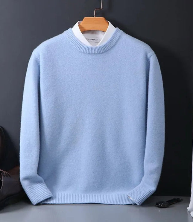Men's Pullover Crewneck Knit Sweater in Soft Mohair Blend