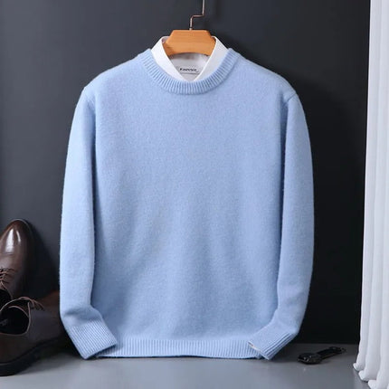 Men's Pullover Crewneck Knit Sweater in Soft Mohair Blend