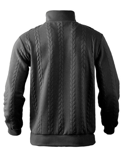 Men's Quarter Zip Ribbed Pullover Sweater in Cable Knit