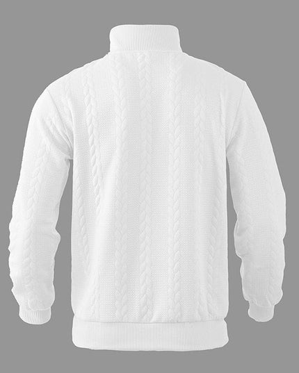 Men's Quarter Zip Ribbed Pullover Sweater in Cable Knit