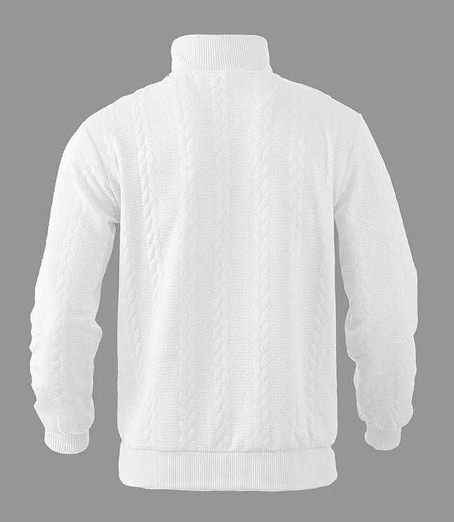 Men's Quarter Zip Ribbed Pullover Sweater in Cable Knit