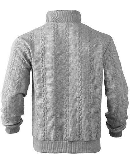 Men's Quarter Zip Ribbed Pullover Sweater in Cable Knit