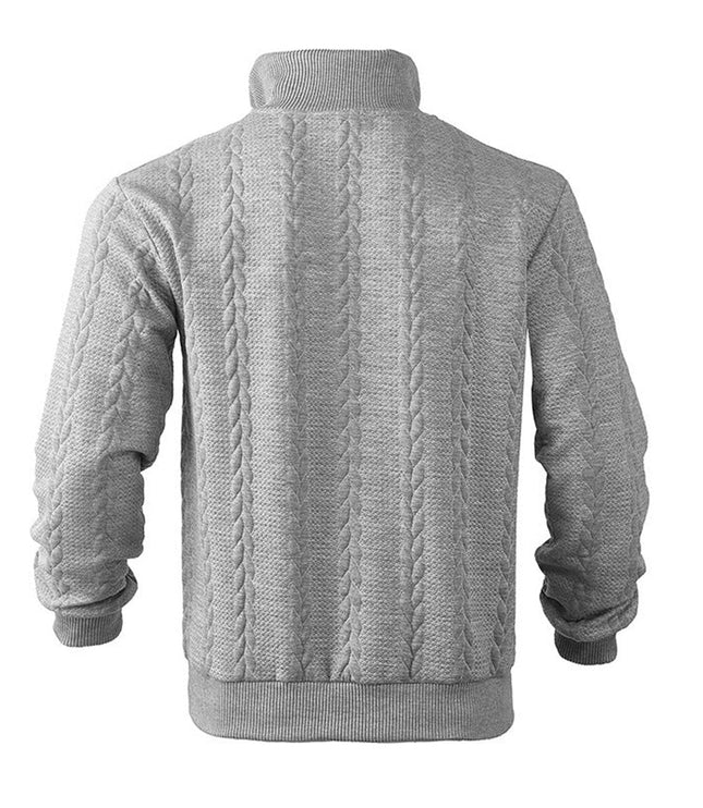 Men's Quarter Zip Ribbed Pullover Sweater in Cable Knit