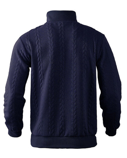 Men's Quarter Zip Ribbed Pullover Sweater in Cable Knit