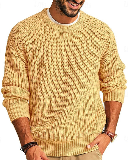 Men's Regular Fit Crewneck Pullover Sweater in Ribbed Knit