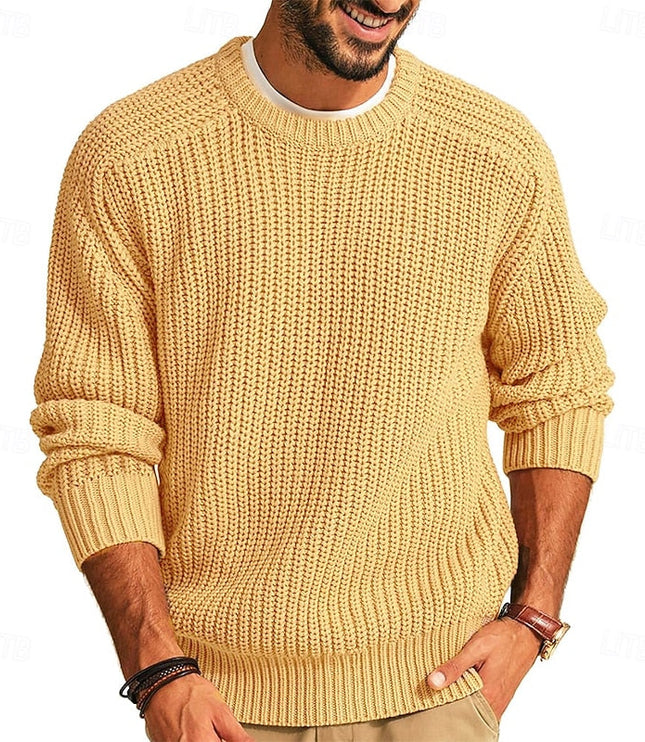 Men's Regular Fit Crewneck Pullover Sweater in Ribbed Knit
