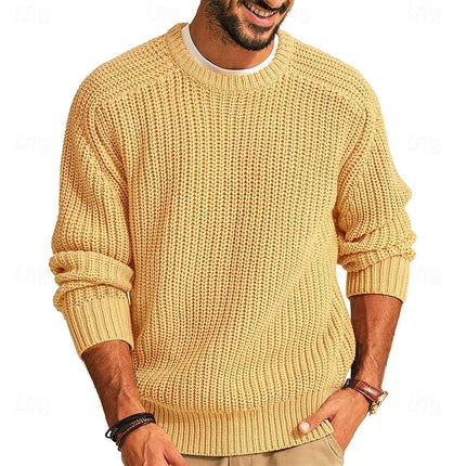 Men's Regular Fit Crewneck Pullover Sweater in Ribbed Knit