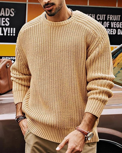 Men's Regular Fit Crewneck Pullover Sweater in Ribbed Knit
