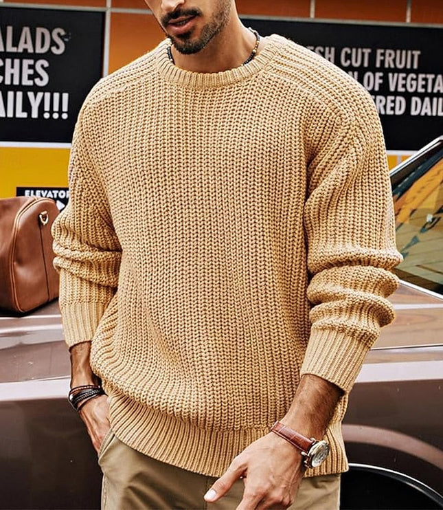 Men's Regular Fit Crewneck Pullover Sweater in Ribbed Knit