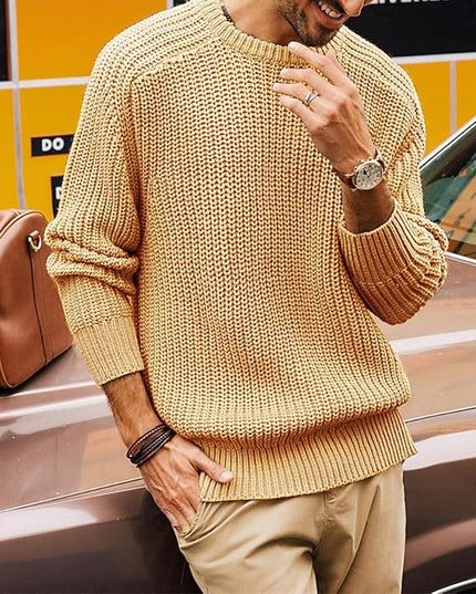 Men's Regular Fit Crewneck Pullover Sweater in Ribbed Knit