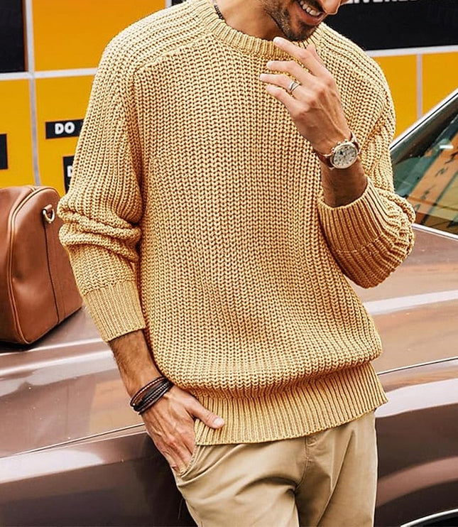 Men's Regular Fit Crewneck Pullover Sweater in Ribbed Knit