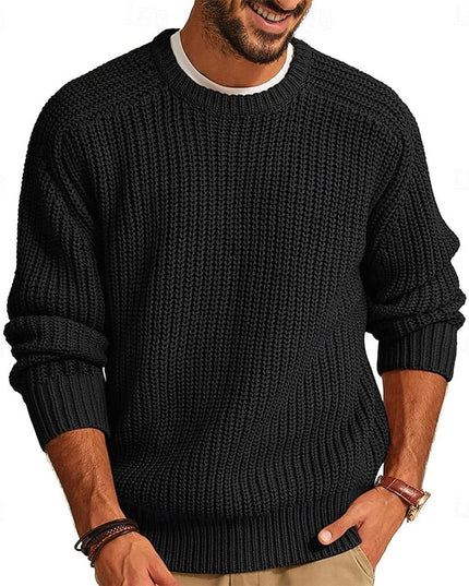 Men's Regular Fit Crewneck Pullover Sweater in Ribbed Knit