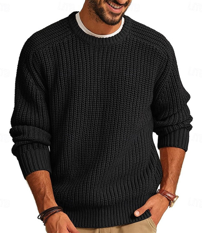 Men's Regular Fit Crewneck Pullover Sweater in Ribbed Knit
