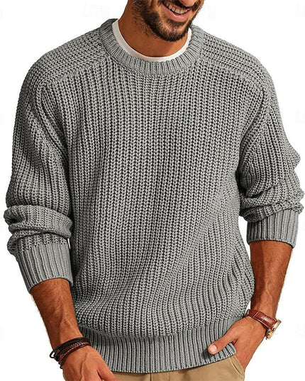 Men's Regular Fit Crewneck Pullover Sweater in Ribbed Knit